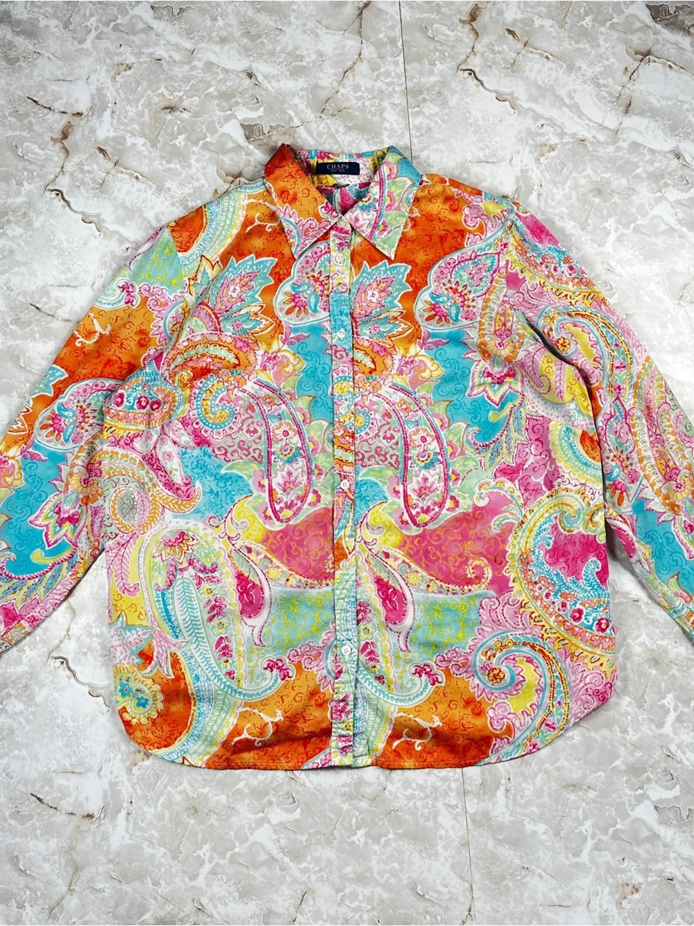 Chaps Women’s Size XL Multicolor Paisley Flower Button Up Long Sleeve Shirt